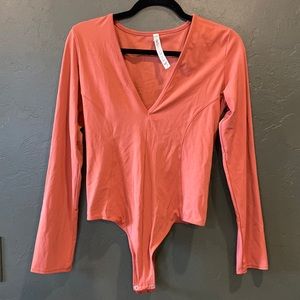 Free People Rust Long Sleeve Bodysuit Large
